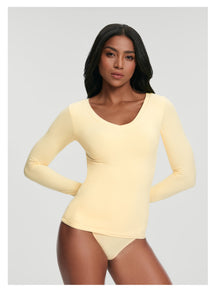 V-Neck Long Sleeve Top | Lemon Meringue