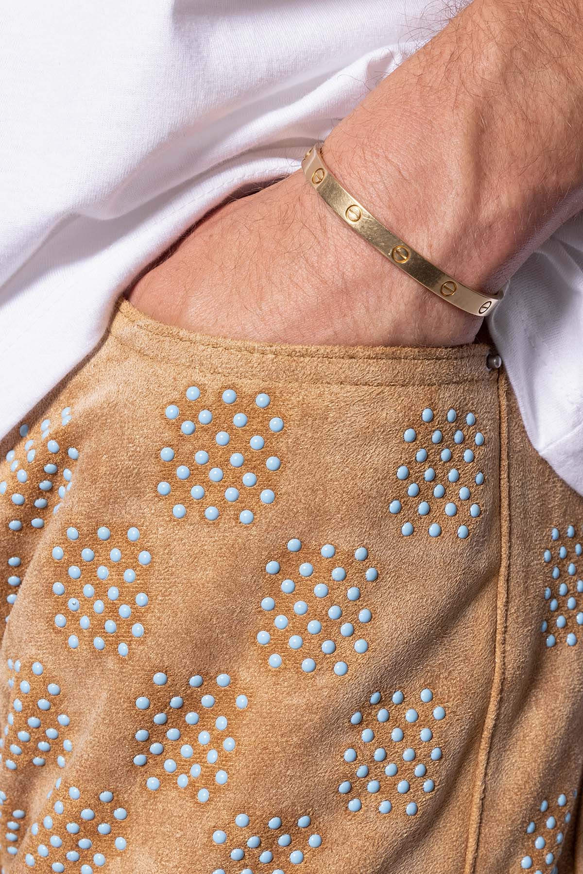 V693 Turquoise Studded Work Pants | Brown