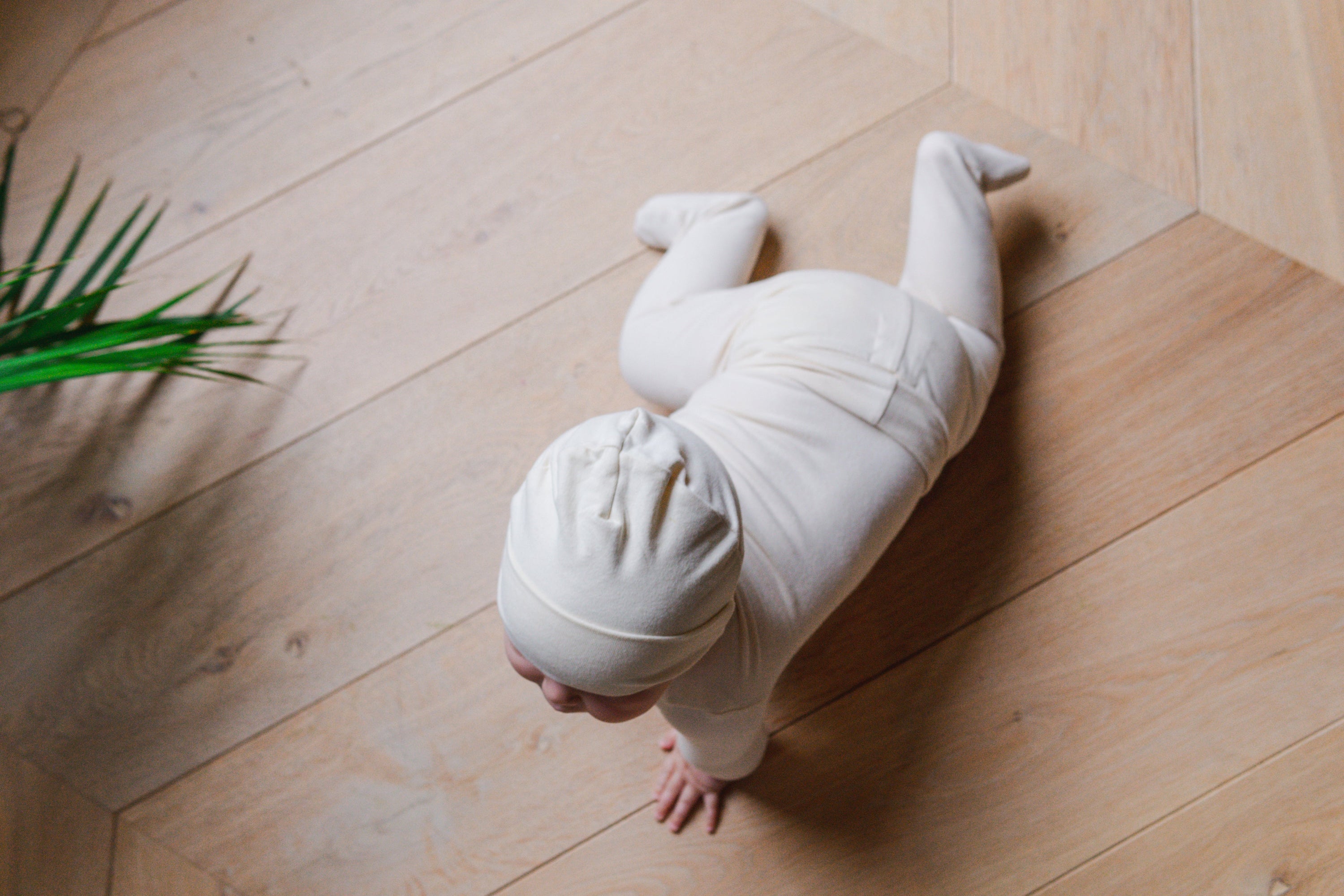 Organic Cotton Leggings with Feet | Ecru - No Dye
