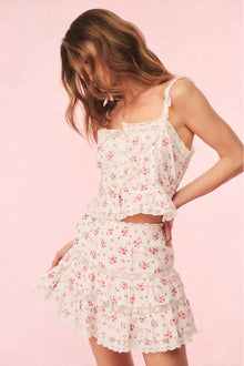 Viro Cotton Rose & Bow Mini Skirt | Fancy Pink