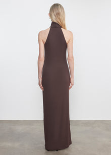 Knit Halter Turtleneck Dress | Bitter Brown