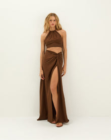 Ibiza High-Neck Halter Top - Brown XS