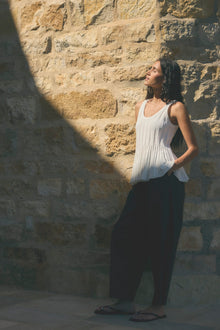 Aya | Garima Shirred Organic Cotton Pant in Size Small