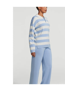 Varsity Striped Rugby Shirt | Sky Blue/White
