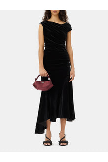 Velvet Ruched Dress | Black