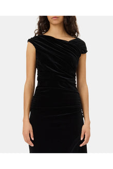 Velvet Ruched Dress | Black