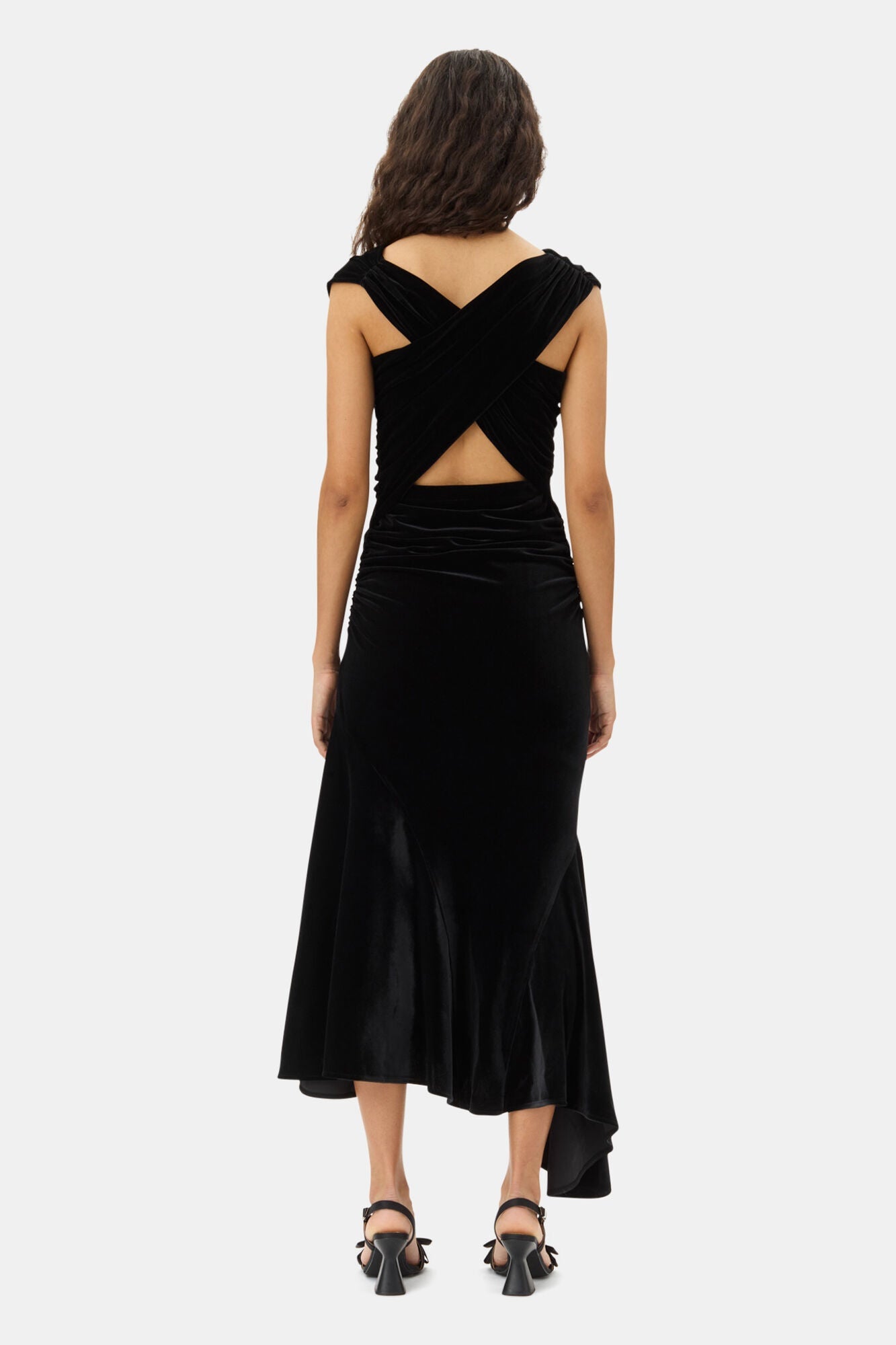 Velvet Ruched Dress | Black