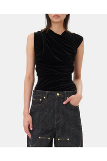 Velvet Ruched Top | Black