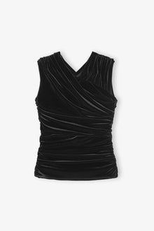 Velvet Ruched Top | Black