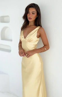 Verlaine Satin Maxi Dress | Yellow