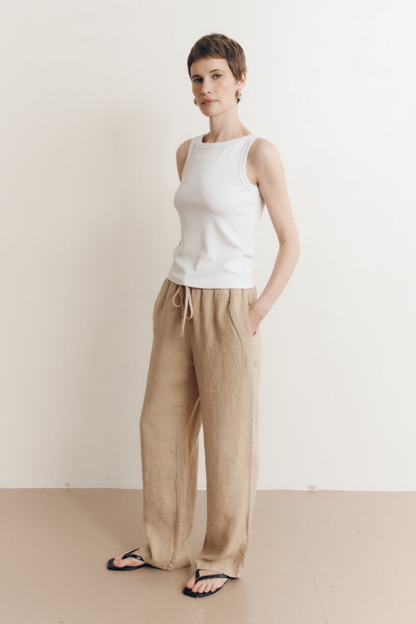 Delphine Linen Pant | Toffee
