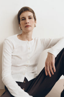 Nora Pointelle Cardigan | Coconut