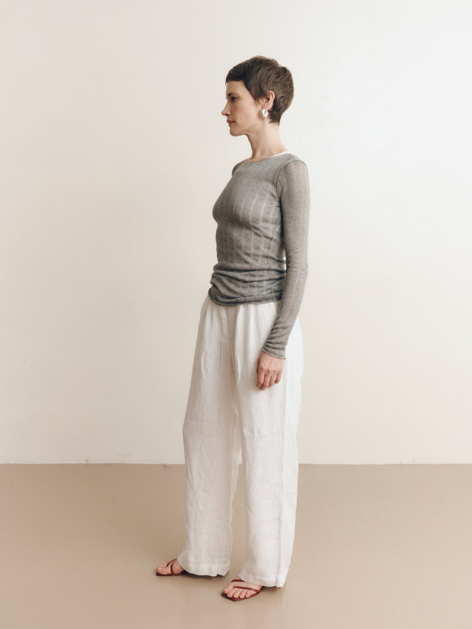Marina Linen Trouser | White
