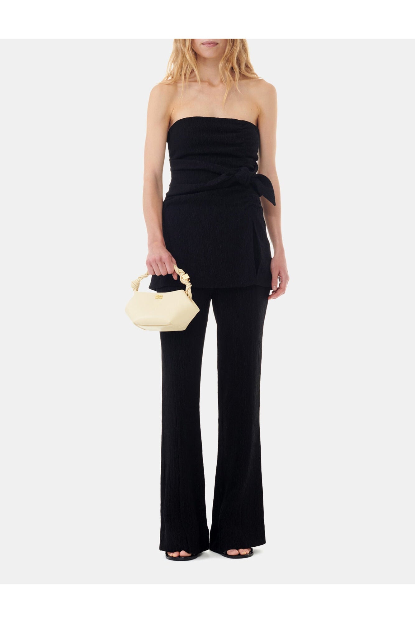 Viscose Stretch Flared Trousers | Black