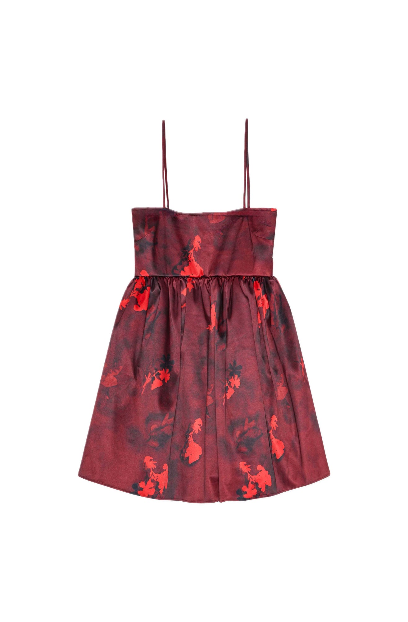 Printed Double Satin Strap Mini Dress | Winery