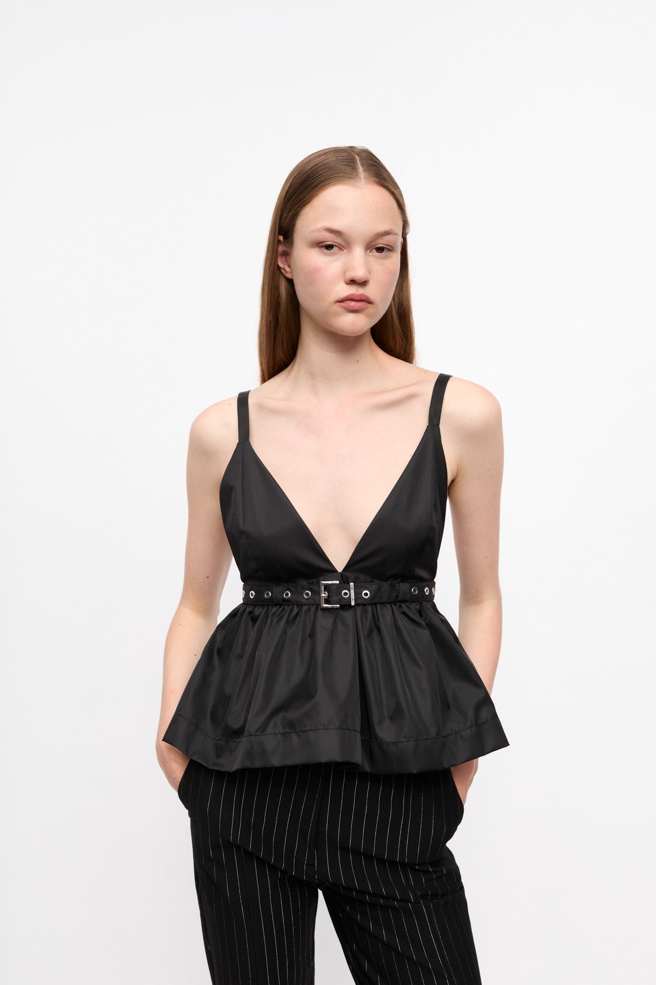Duchesse Nylon Strap Top | Black