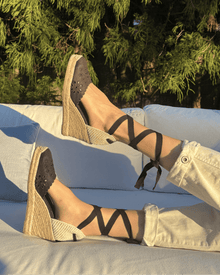 Women's Marseille Wedge Espadrille | Eyelet | Noche Black - Women's Espadrilles - Noche Black - Soludos -