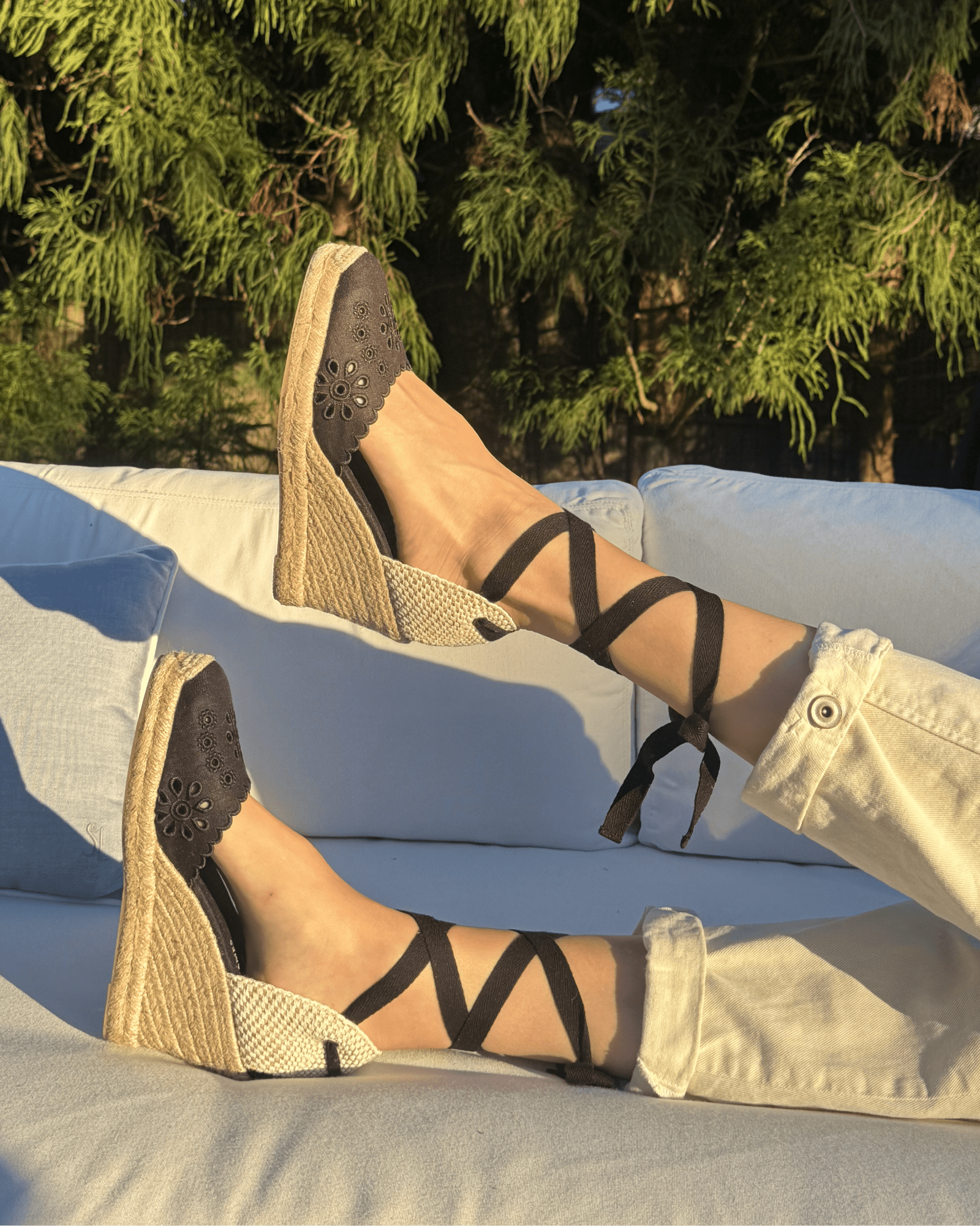 Women's Marseille Wedge Espadrille | Eyelet | Noche Black - Women's Espadrilles - Noche Black - Soludos -