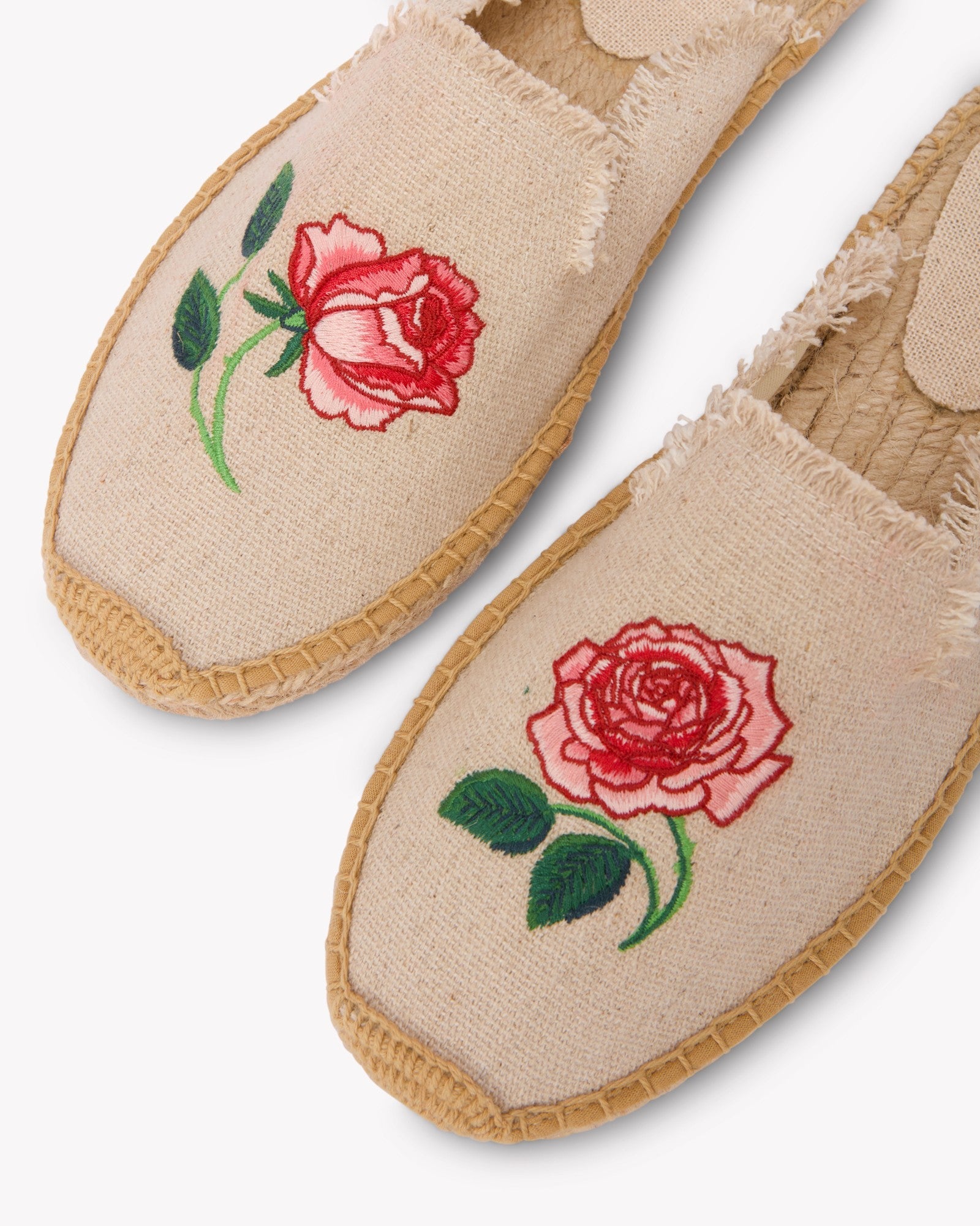 Women's Smoking Mule Espadrille | Embroidery | Vogue Roses - Natural Undyed - Women's Espadrilles - Vogue Roses - Natural Undyed - Soludos - 