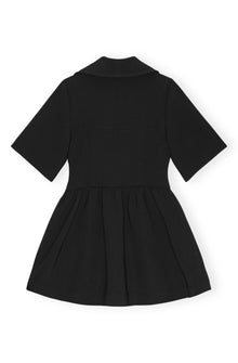 Bonded Crepe Half Zip-Closure Mini Dress | Black