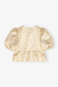 Metallic Cloque Peplum Blouse | Gold/Silver