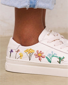 Women's Ibiza Platform Sneaker | Embroidery | Pressed Florals - Oasis White - Womens Espadrilles - Pressed Florals - Oasis White - Soludos - 