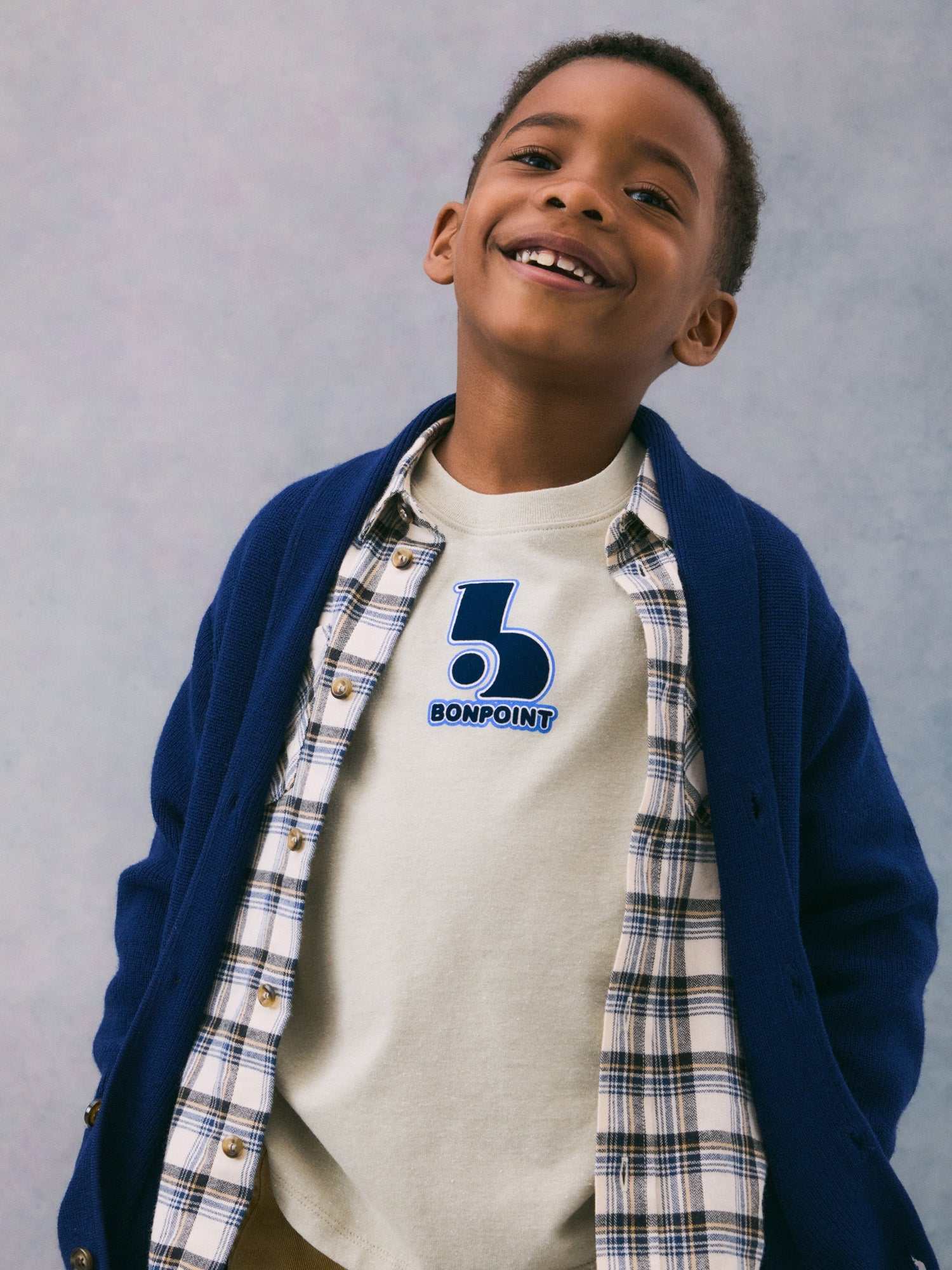 Boy | Thibald Embroidered Logo T Shirt | Heathered Twine