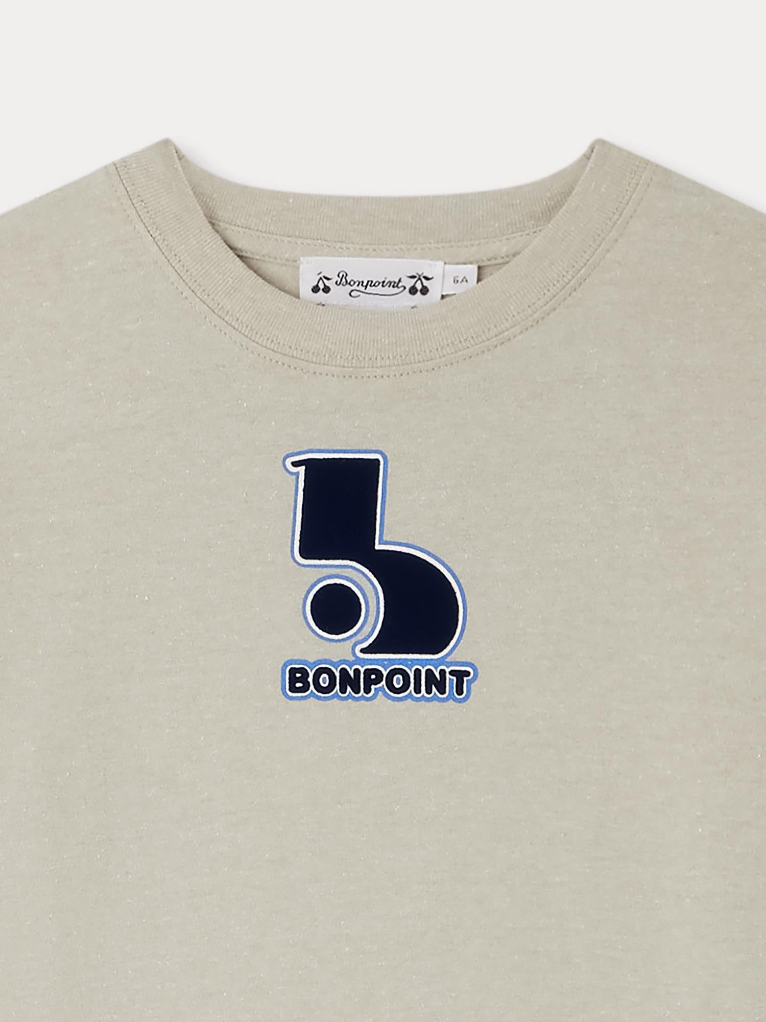 Boy | Thibald Embroidered Logo T Shirt | Heathered Twine