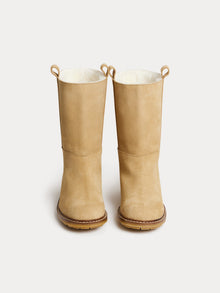 Girl | Gab White Leather Boots | Sand