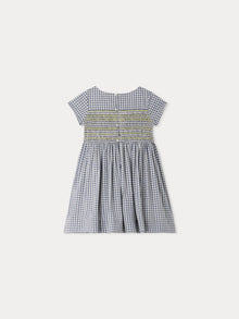 Girl | Duchesse Smocked Checkered Dress | Slate Grey