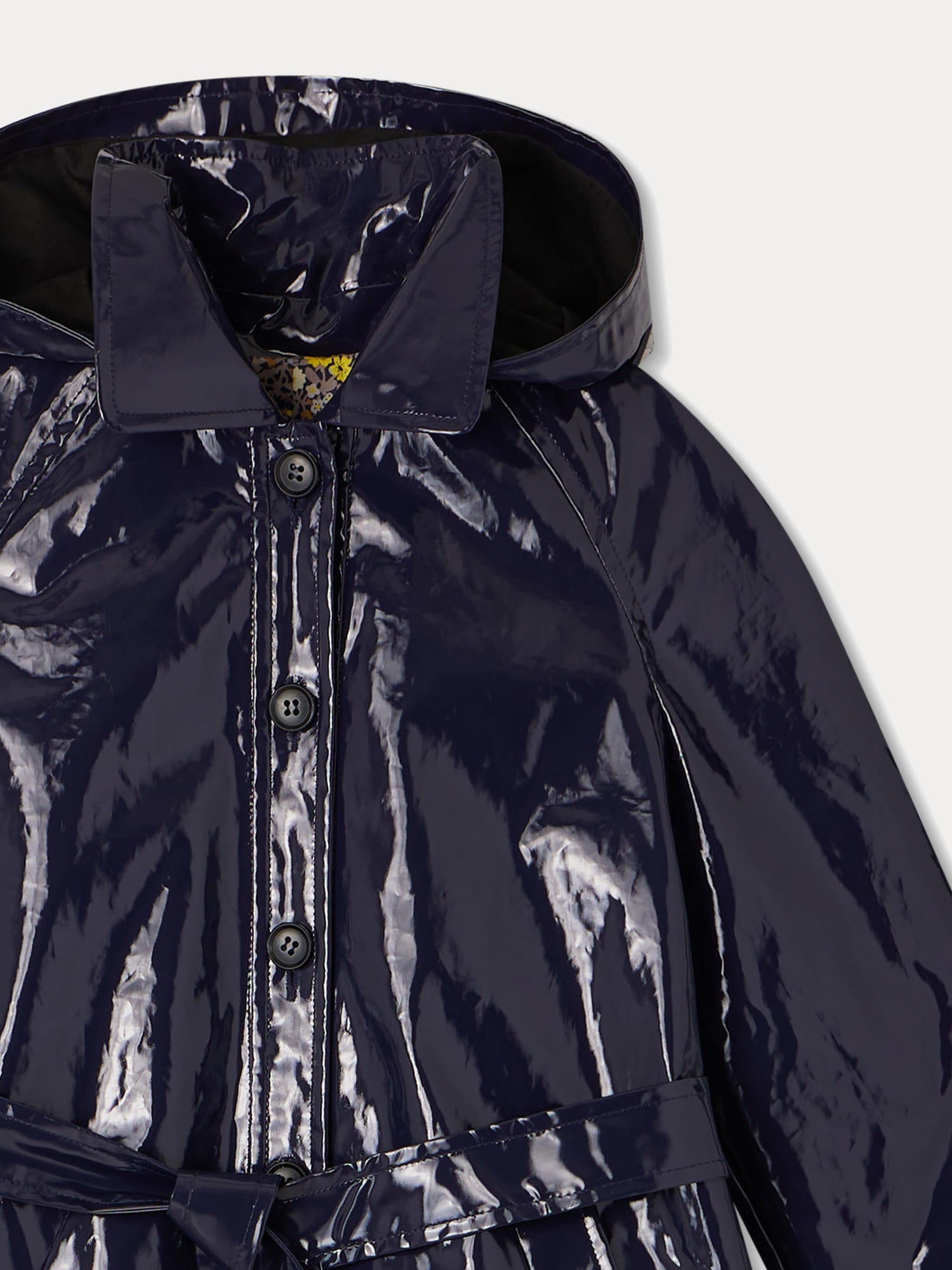 Girl | Teyla Varnished Cotton Trench Coat | Navy