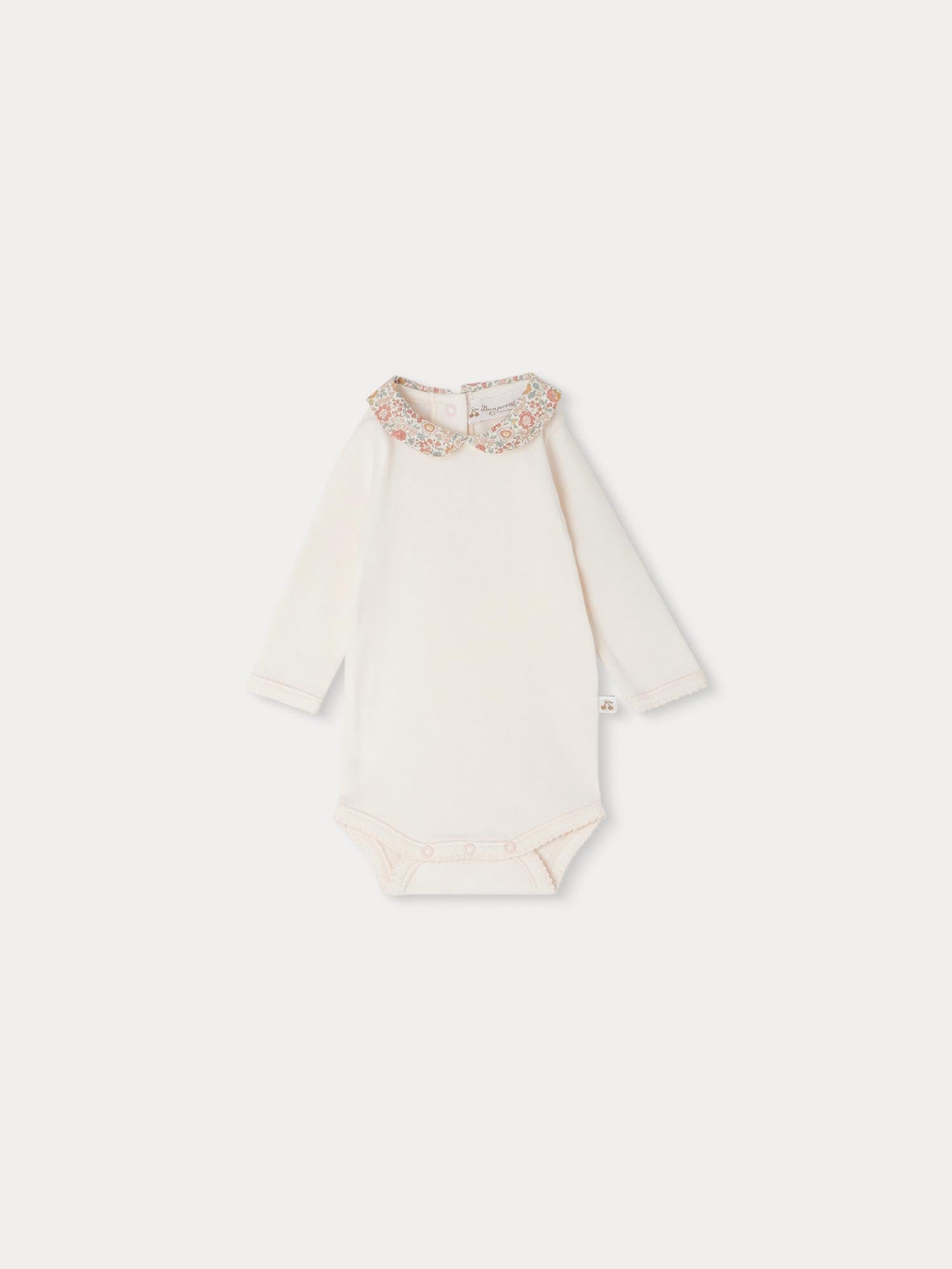 Girl | Cygne Bodysuit With Orange Embroidered Collar | Orange