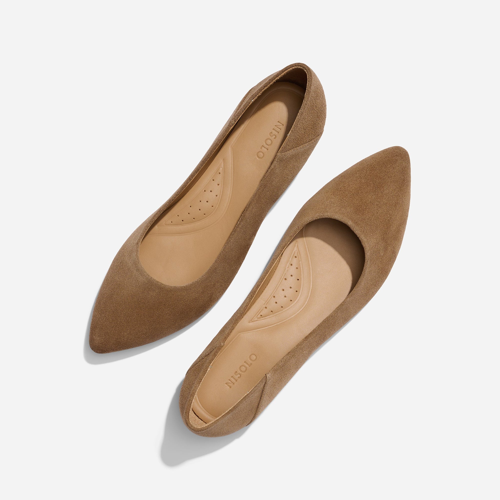 Womens | Fina Pointed Toe Flat | Taupe Suede