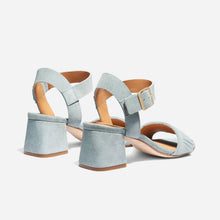 Womens | Stella Fringe Heel Sandal | Dusty Blue Suede
