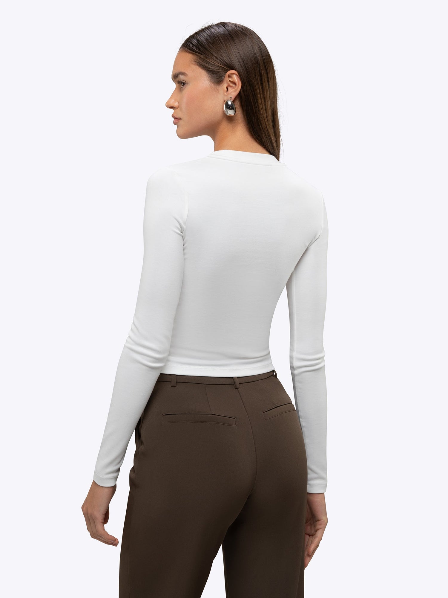 Womens | Long Sleeve Tomboy Tee | Slim-Fit Tomboy-Cotton | White