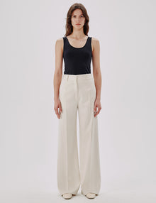 Women | Wide Leg Suit Pant | Parchment