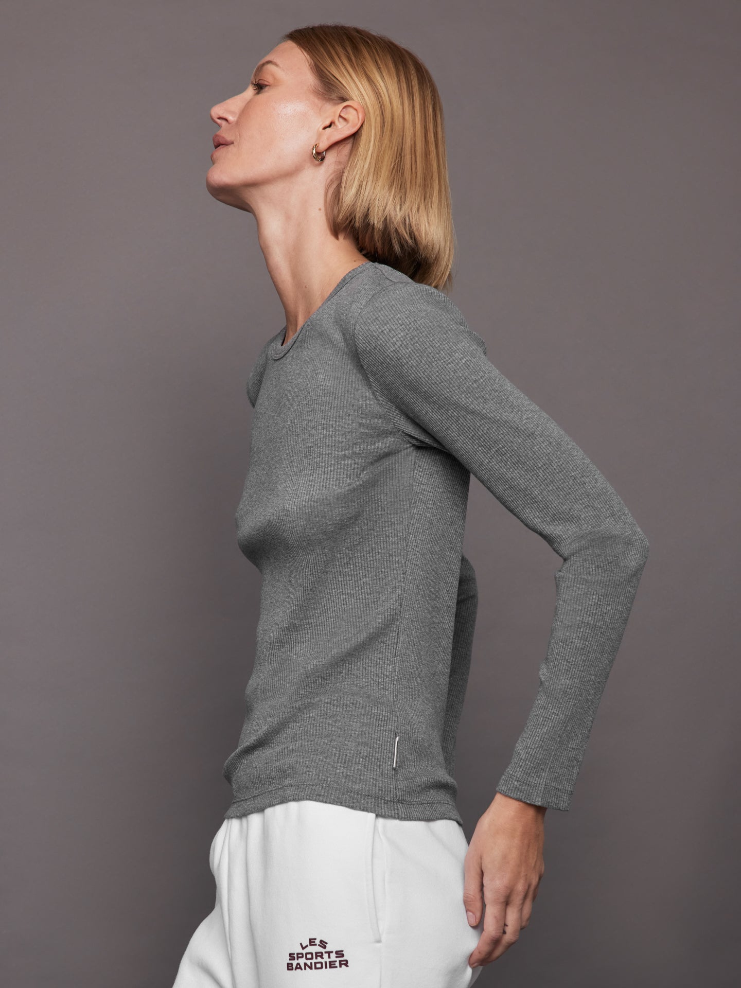 Wesley | Rivington Ribbed Long Sleeve Top | Grey Heather