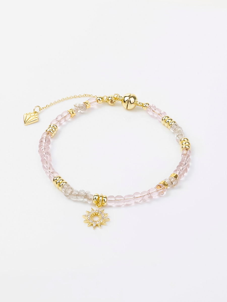 Sun Hues Beaded Bracelet | Glass Stone | 14K Gold Plated Brass