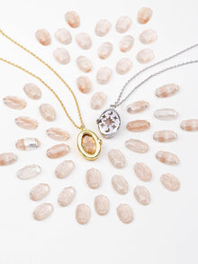 Aura Citrine Quartz Locket Necklace | Citrine Quartz Glass | 14K Gold Plated Brass