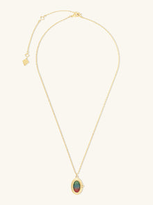 Aura Ombre Locket Necklace | Fuchsia/Turquoise Glass | 14K Gold Plated Brass