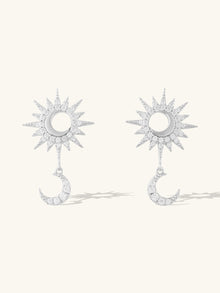 Sunlit Crescent Drop Earrings | 5A Grade Cubic Zirconia | Silver Plated Brass