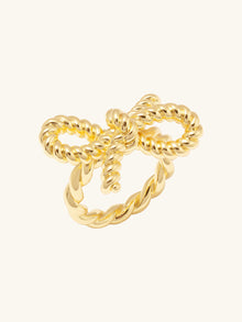 Ribbed Bow Ring  | 14K Gold Plated Brass