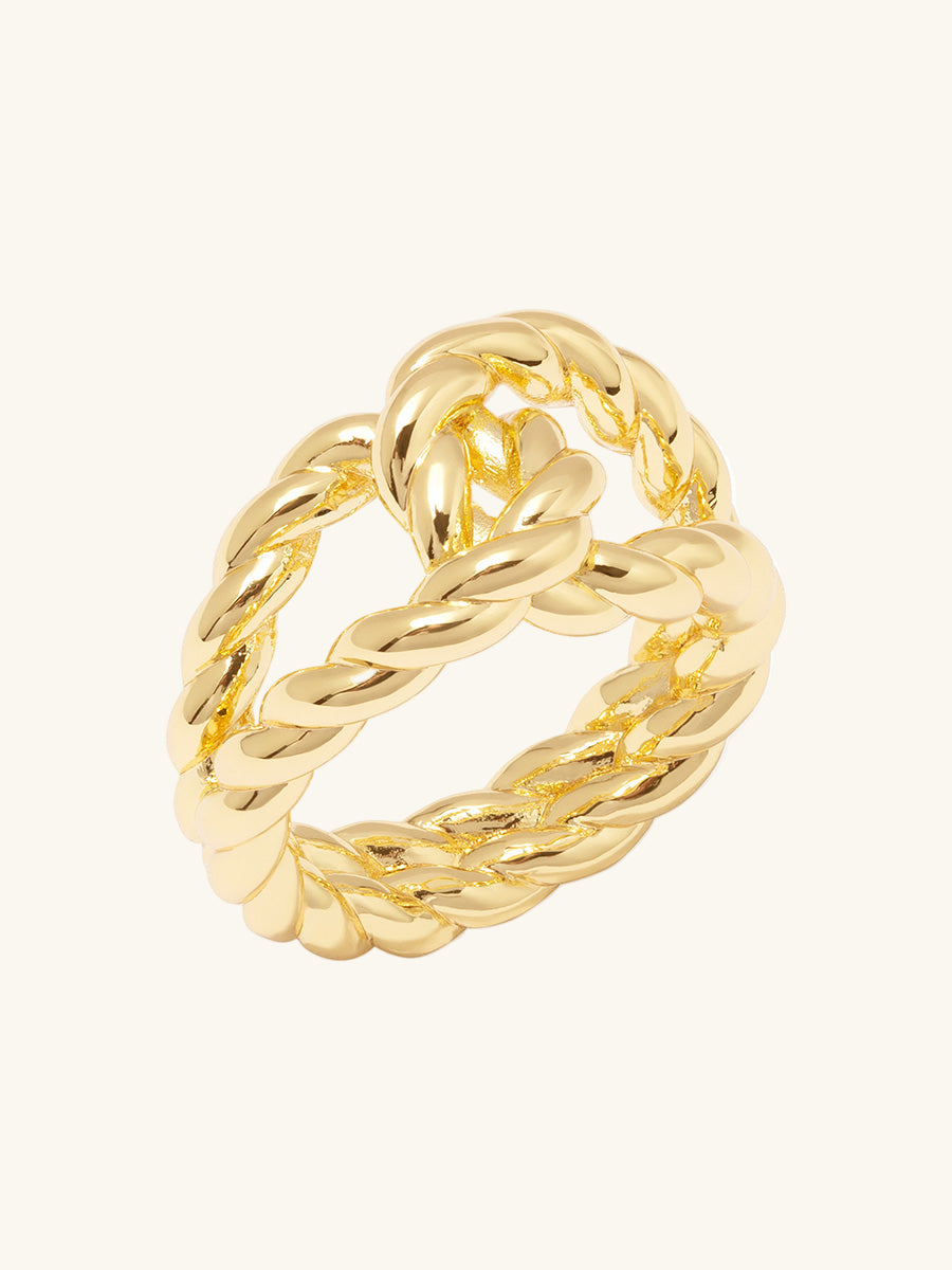Ribbed Knot Ring | 14K Gold Plated Brass