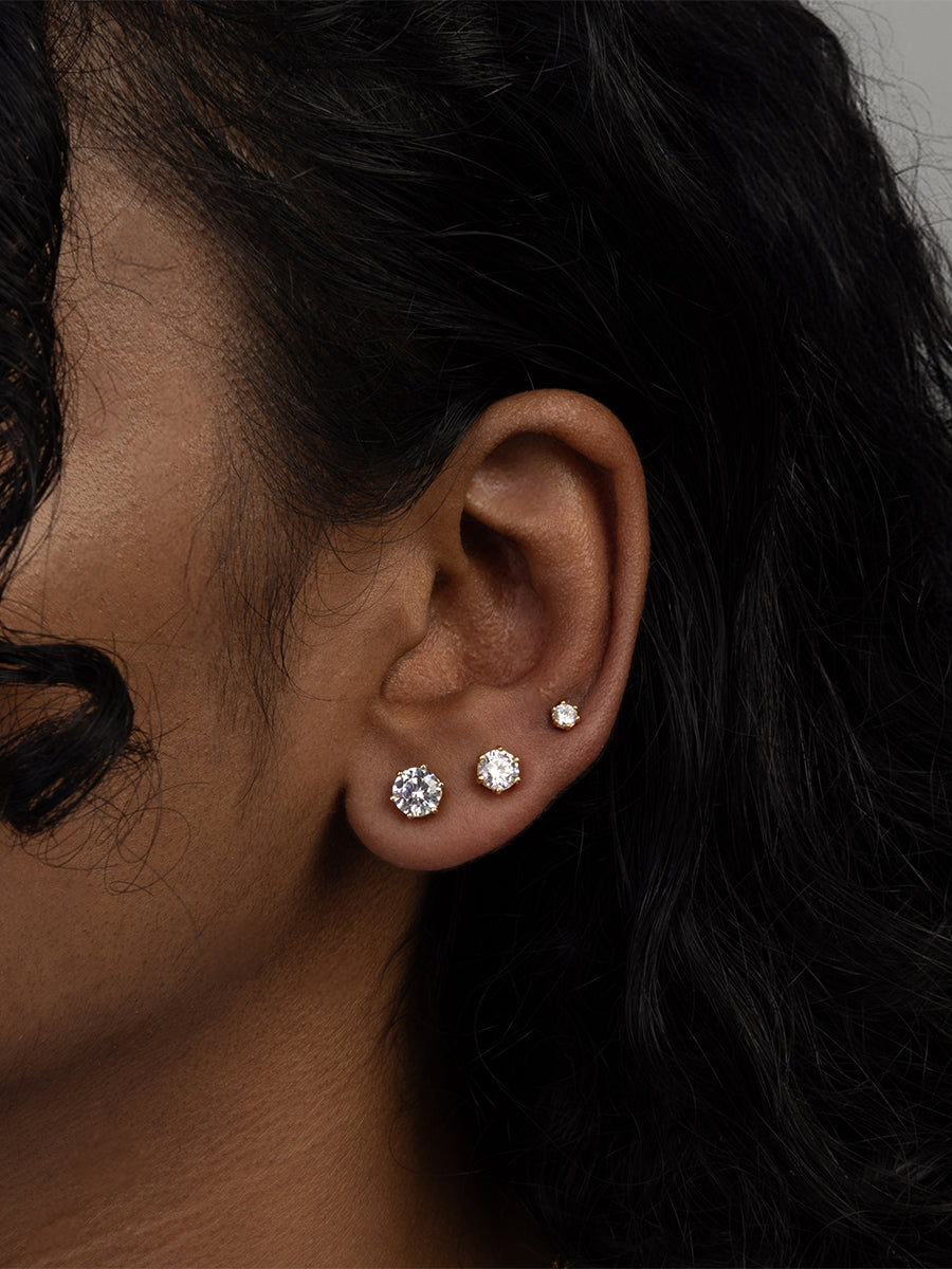 Brilliant 3mm Stud Earrings | 5A Grade Cubic Zirconia | Silver Rhodium Plated Brass