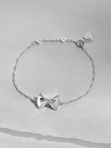 Bow Tie Pasta Bracelet | Silver Rhodium Plated Brass