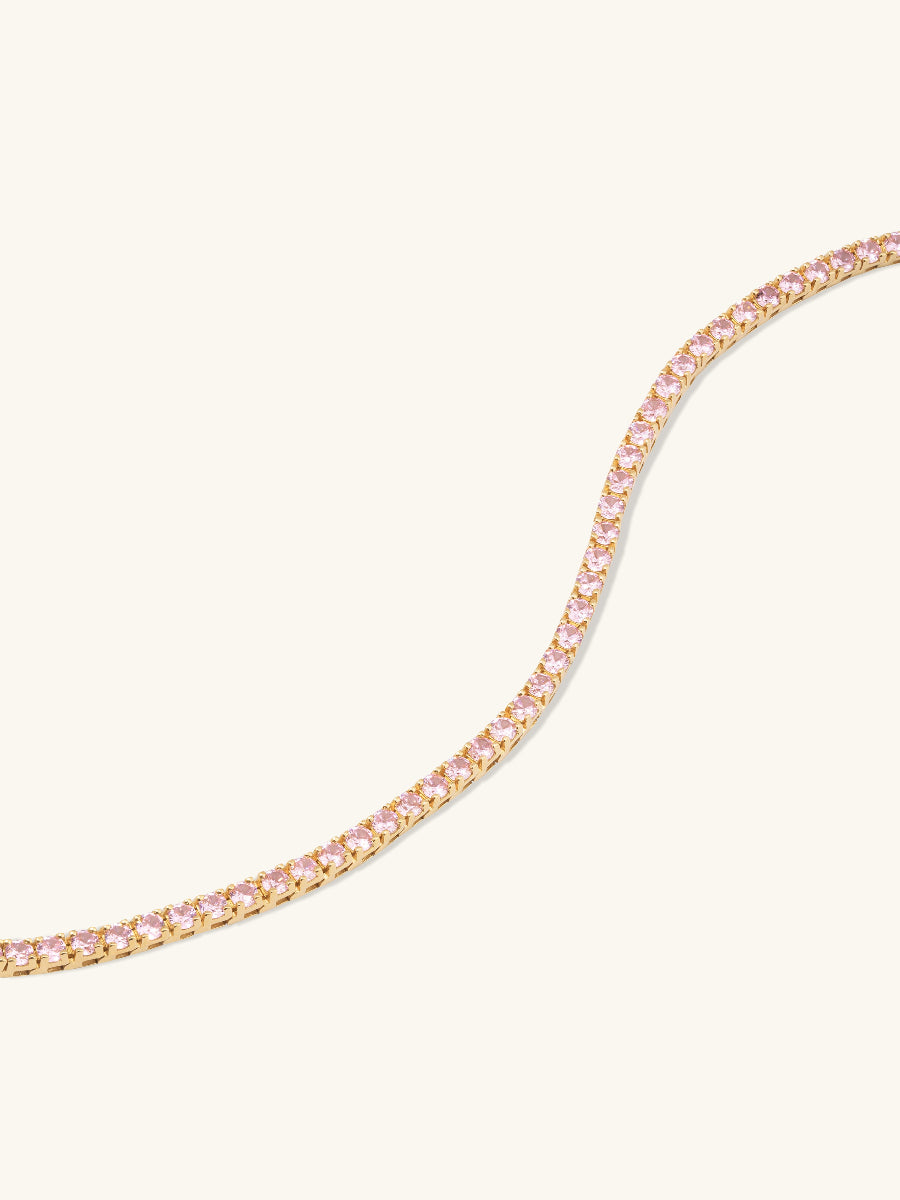 Pave Blush Tennis Bracelet | 5A Grade Cubic Zirconia | 14K Gold Vermeil