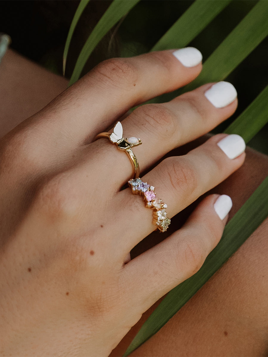 Butterfly Opal Ring | Opal | 14K Gold Plated Brass