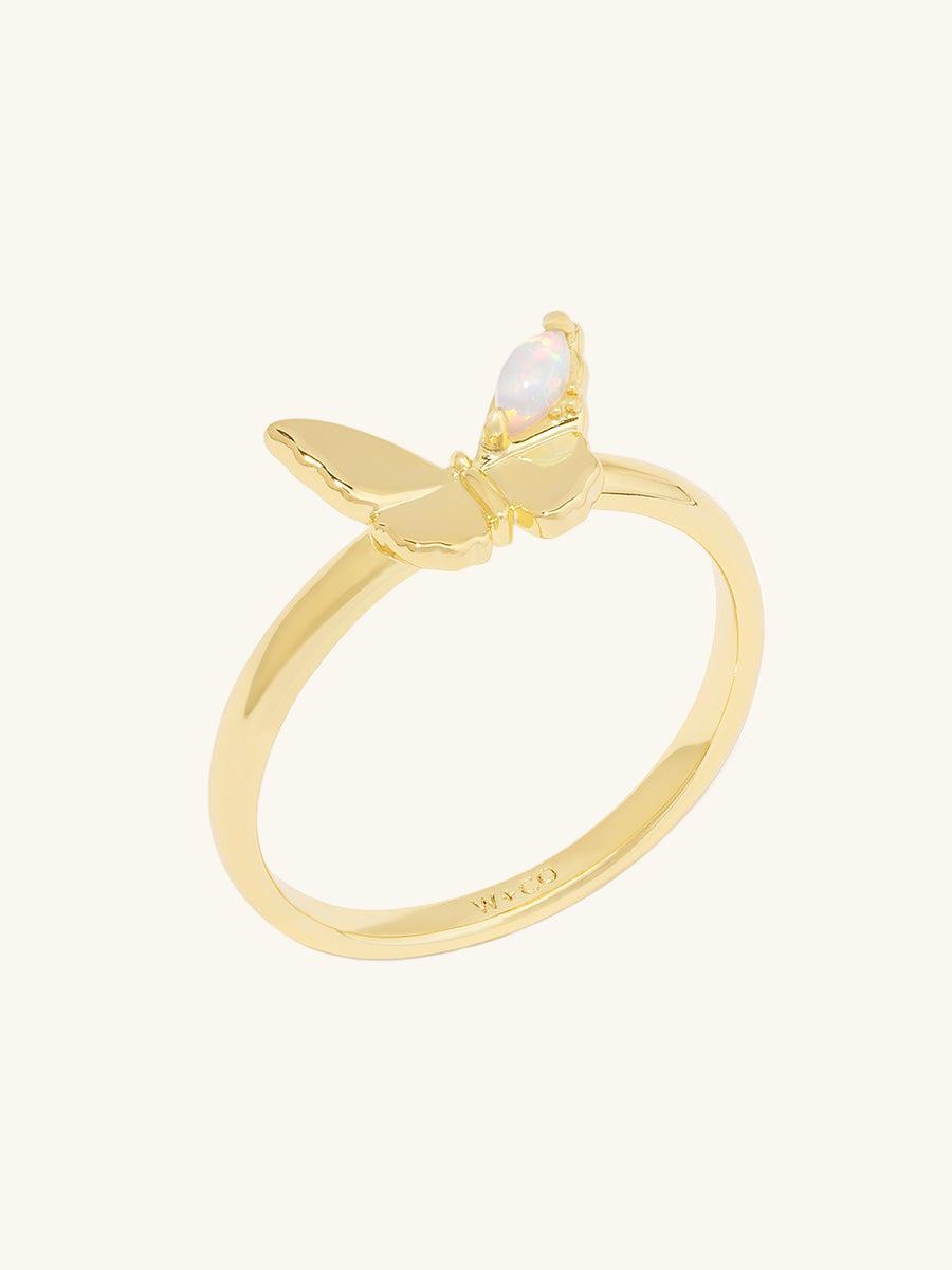 Butterfly Opal Ring | Opal | 14K Gold Plated Brass