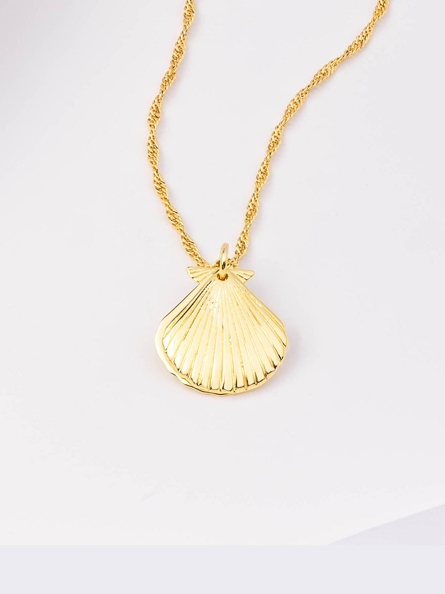 Seashell Locket Necklace | 14K Gold Plated Brass