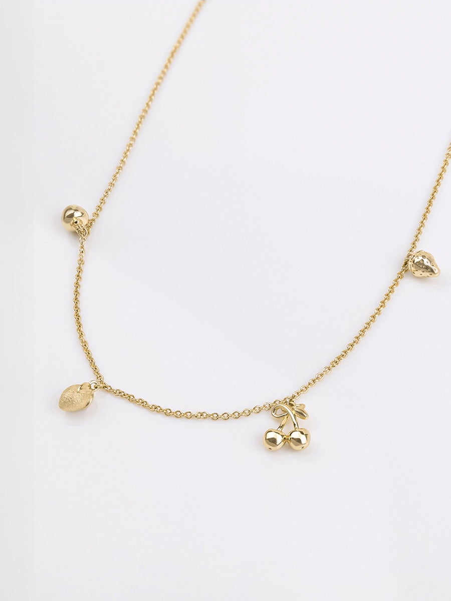 Fruit Party Charms Necklace | 14K Gold Plated Brass